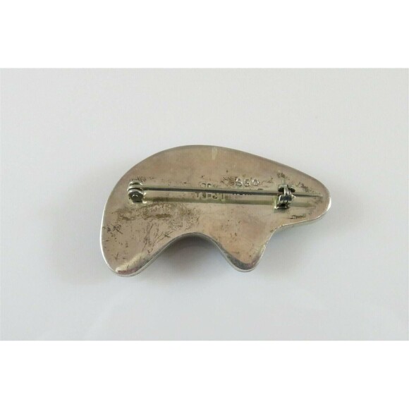 950 Silver Fetish Bear Brooch Onyx, Tigers Eye, Turquoise Taxco Alicia ODC - Picture 4 of 9